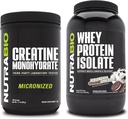 NutraBio Creatine Monohydrate, Unflavored, 500g und Whey Protein Isolate, Ice Cream Cookie Dream, Supplement Bundle - Muskelenergie, Lean Muskelwachstum, Erholung und Stärke