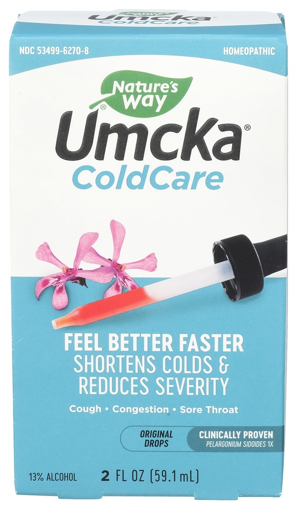 Nature's Way Umcka ColdCare Homöopathic, verkürzt Erkältungen, Sore Throat, Husten und Stau, Phenylephrine Free, Non-Drowsy, 2 Fl. Oz. Tropfen