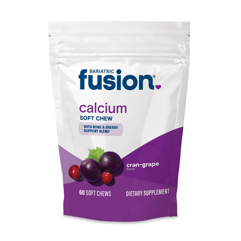 Bariatric Fusion Bariatric Kalzium Ergänzung Chews | Kalzium Citrat mit Vitamin D3 Bariatric Vitamin | Zucker Free Chewable |500mg |Cranberry Grape | 60 Graf