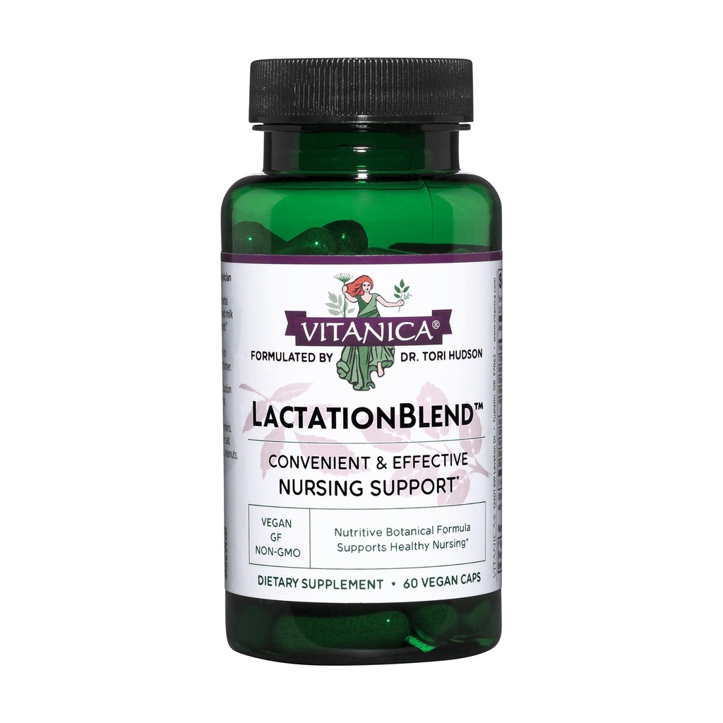 Vitanica AllaitementBlend, supplément d'allaitement pour l'augmentation de l'approvisionnement en lait maternel et le flux de soutien biologique de l'allaitement, avec fenouil, chardon de lait, fenugrec et plus, non-OGM, végétalien, 60 capsules