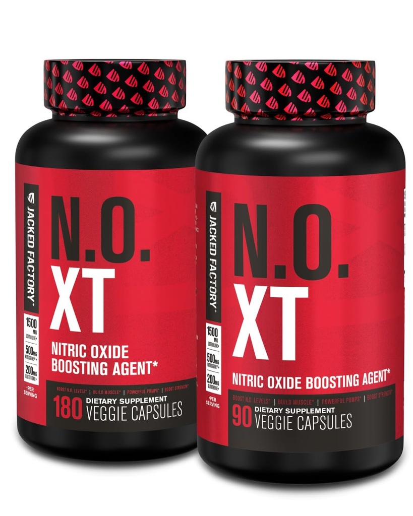 Jacked Factory N.O. XT Nitric Oxid Supplement mit Nitrosigine L Arginin & L Citrulline für Muskelwachstum, Pumpen, Vaskularität, & Energie - Extra Strength Pre Workout Muskelaufbau - 270 Veggie Pillen