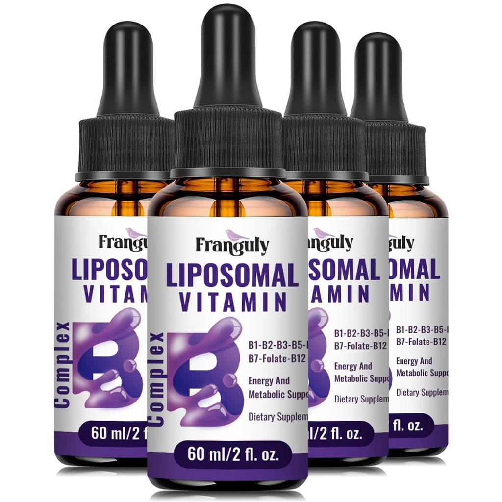 Liposomale Vitamin B Komplexe flüssige sublinguale B Komplexe Vitamine Ergänzung für Frauen Männer verbesserte Absorption methylierte B12,B1, B2, B3, B5, B6,Folate,Biotin für Energie und Immununterstützung-8.0 oz