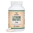 Orotate de lithium 5mg de lithium élémentaire pour la cognition et la santé du cerveau, 210 Capsules (Tiers Testés, Vegan Safe, Non-OGM) par Double Wood Suppléments