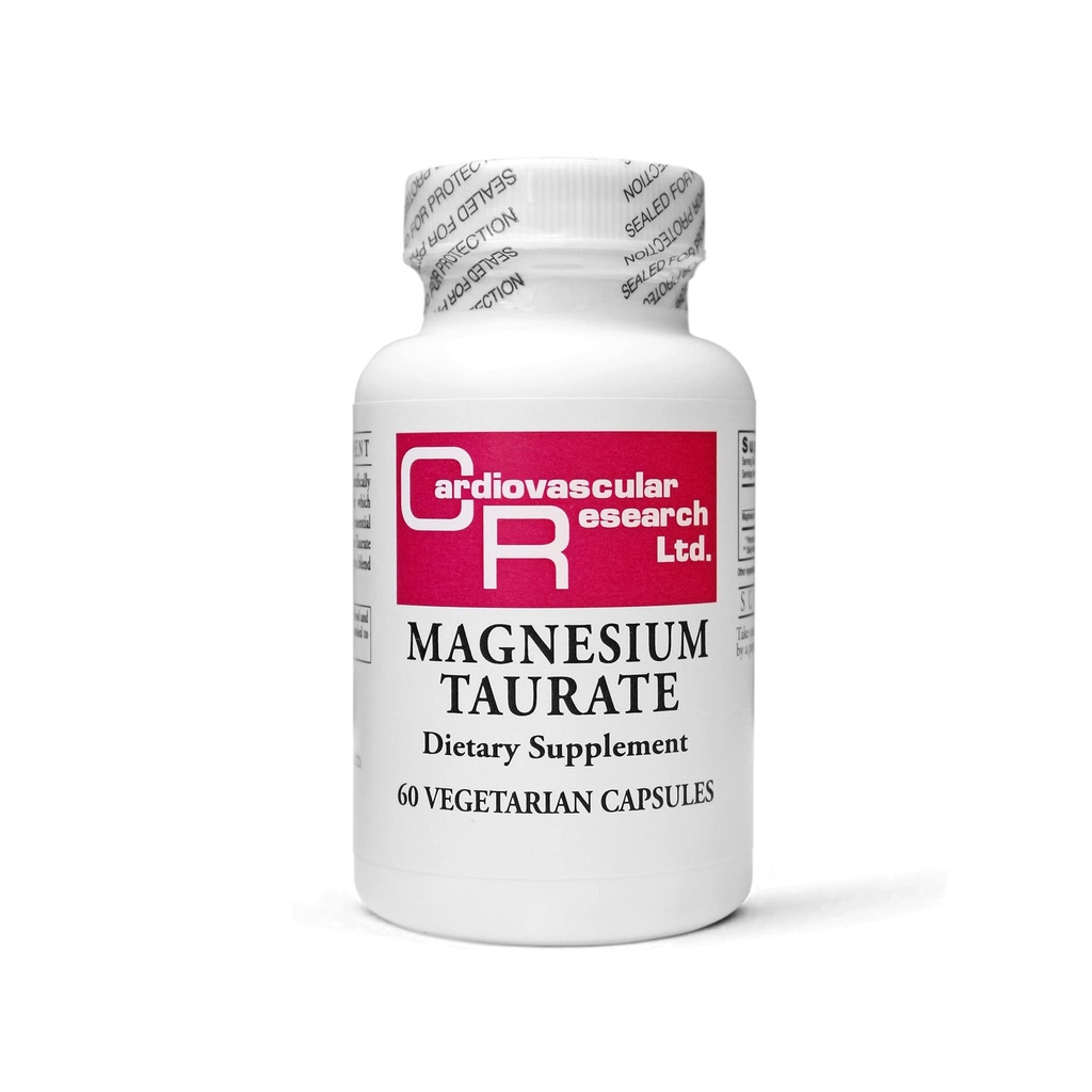 Recherche cardiovasculaire Taurat de magnésium 125 mg, 60 capsules, blanc crémeux