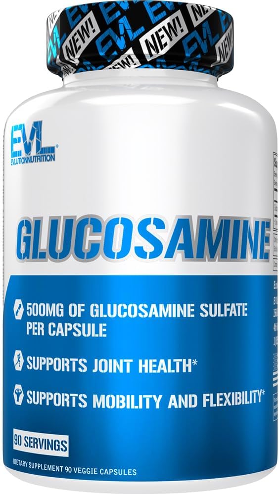 Evlution Nutrition Glucosamine - 500mg Glucosamine Sulfat - Joint Health Supplement - Mobilität & Flexibilität Unterstützung - 90 Servierungen