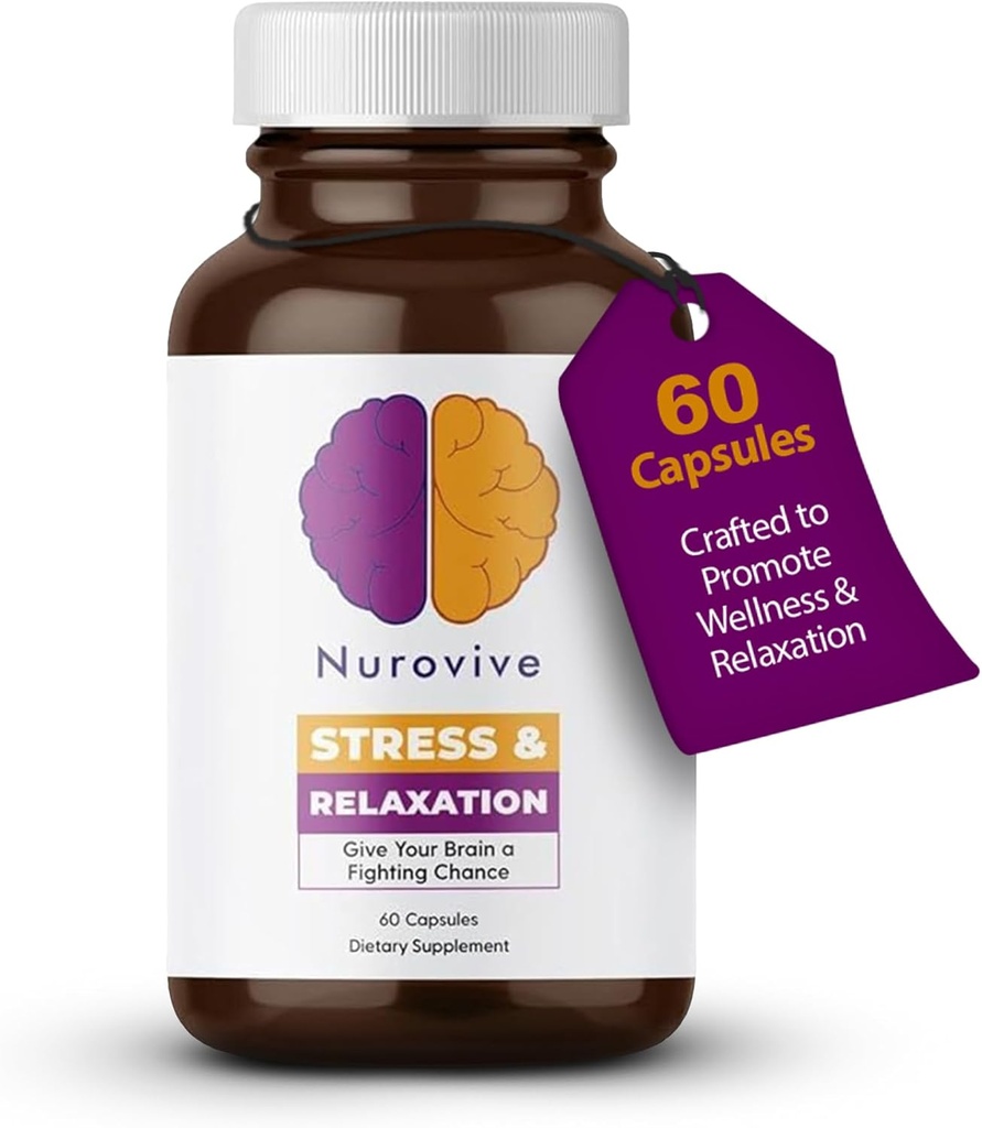 Stress & Entspannung, Mental Focus Supplement, Lemon Balm Capsules mit Ashwagandha für Männer/Frauen, Tägliche Wellness-Unterstützung, Ashwagandha Pillen mit Ginseng, Kamille & More, 60 Kapseln