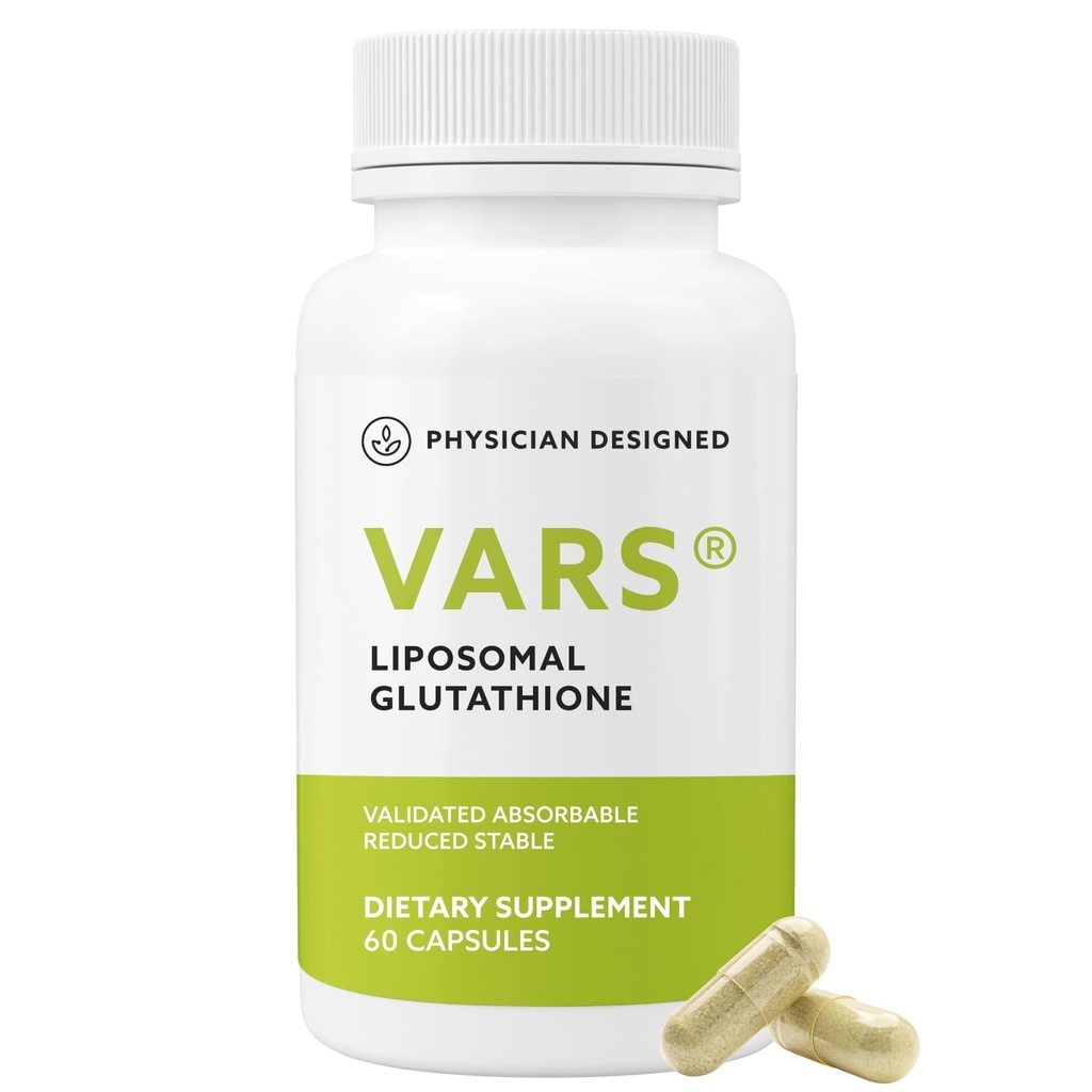 Physician Designed VARS Liposomal Glutathion Kapseln - Patentierte antioxidative flüssige Nahrungsergänzung, Anti-Aging, Entgiftung, Stärkung des Immunsystems, Energiemanagement Hautaufhellung, 60 Zählung