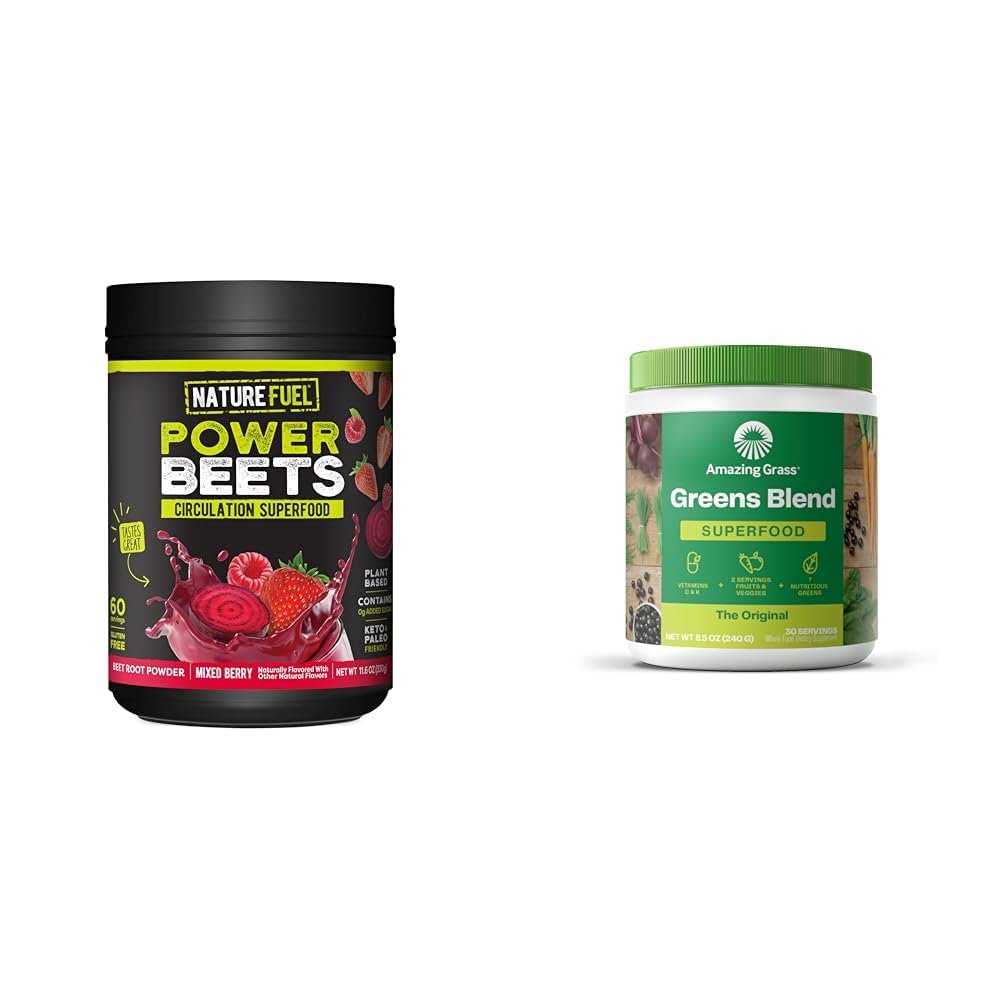 Nature Fuel Power Beets Powder, Delicious Acai Berry Pomegranate, Concentrated & Amazing Grass Greens Blend Superfood: Super Greens Powder Smoothie Mix für Boost Energy