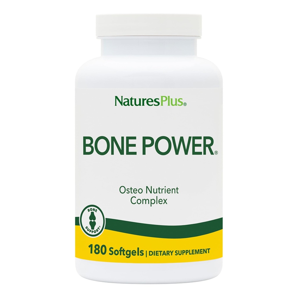 Natures Plus Bone Power with Boron - 1000 mg Calcium, 180 Softgels - Bone & Joint Support Supplément, Calcium liquide pour absorption maximale - Sans lait, sans gluten - 45 portions