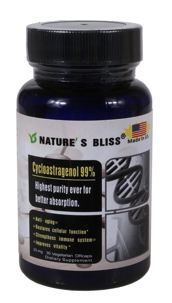 Nature'sbliss Cycloastragenol 25mg 99%,Telomere Ergänzungen, Astragalus Root Extract, Anti Aging Supplement, Made in USA, Immunität Boost, Stomach Acid Protected, Super Absorption, 30 Kapseln