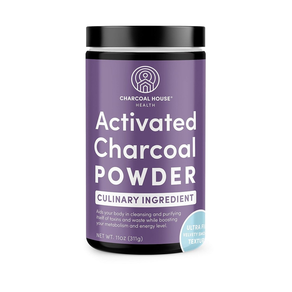 ULTRA FINE Coconut Activated Charcoal Powder - Kulinarische und kosmetische Anwendungen, Velvety Smooth Texture für Smoothies, Eiscremes, Gebäck, Seifen, Ultra Fine für ein weiches Finish, kein Grit!