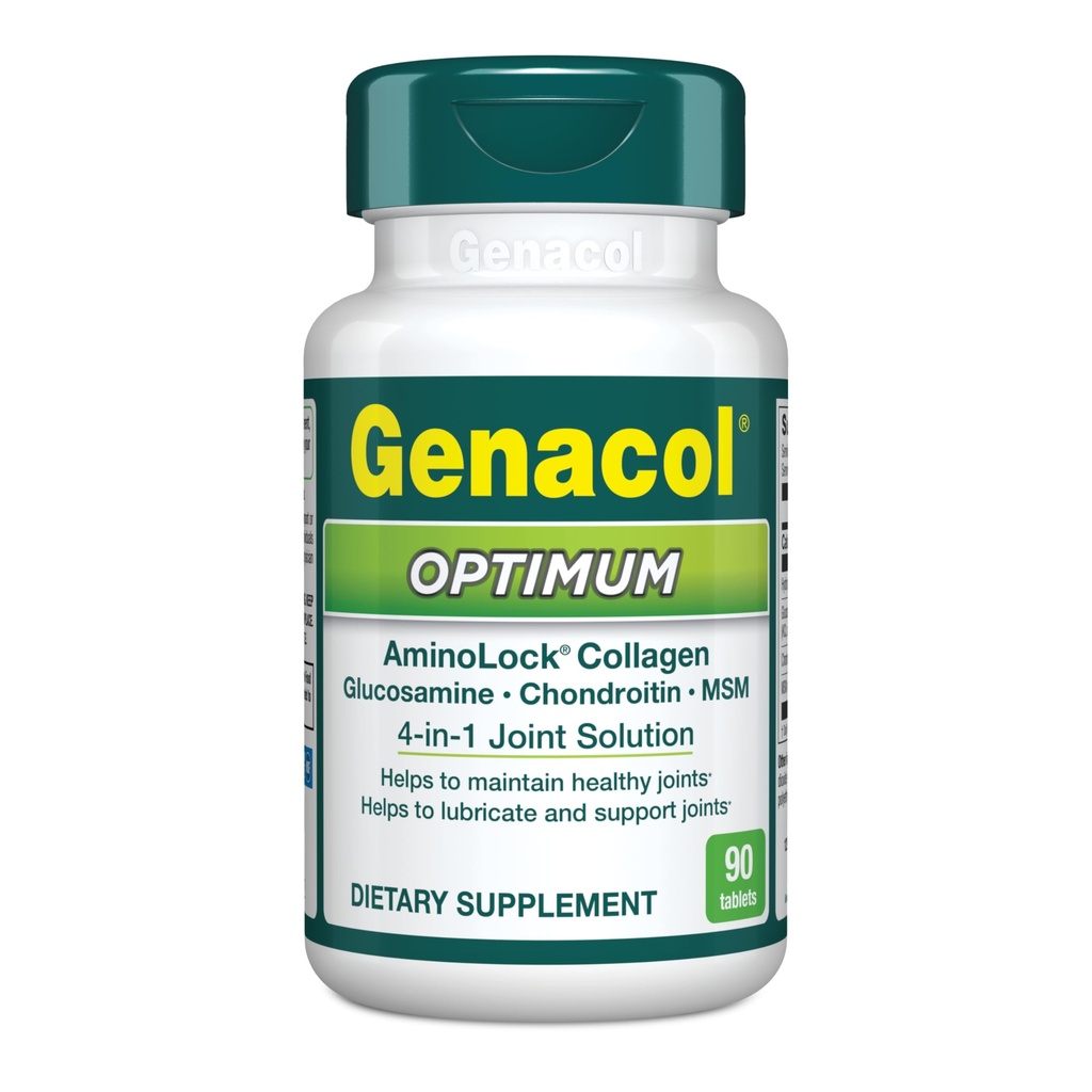 Genacol Optimum – Glucosamine, Chondroïtine, MSM et comprimés collagènes ultra-hydrolysés, maintient des articulations saines, protège et cartilage lubrifiant, 90 comprimés (30 jours d'approvisionnement)
