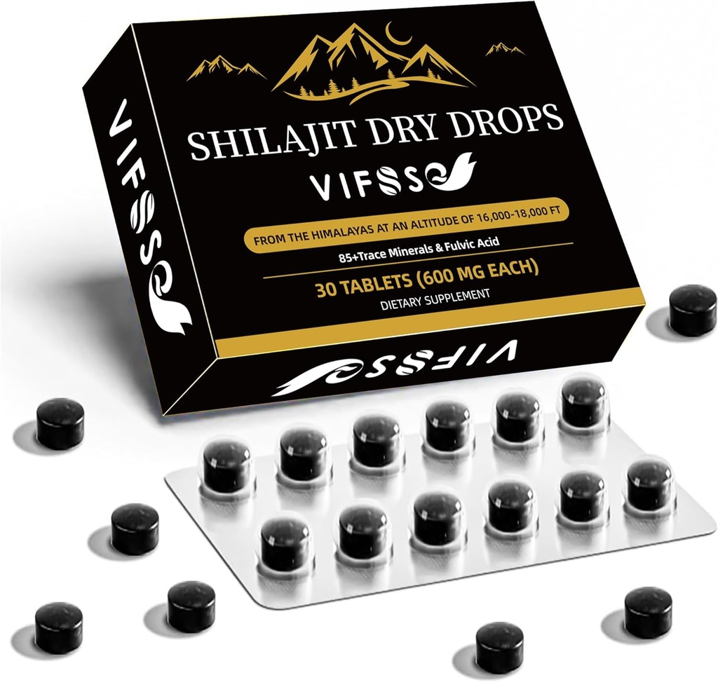 Shilajit gouttes sèches, supplément Shilajit, 18000 Mg biologique Shilajit puissance maximale, booster d'énergie, la nature de grade or Shilajit pour le soutien énergétique, 1 paquet de 30 comtes