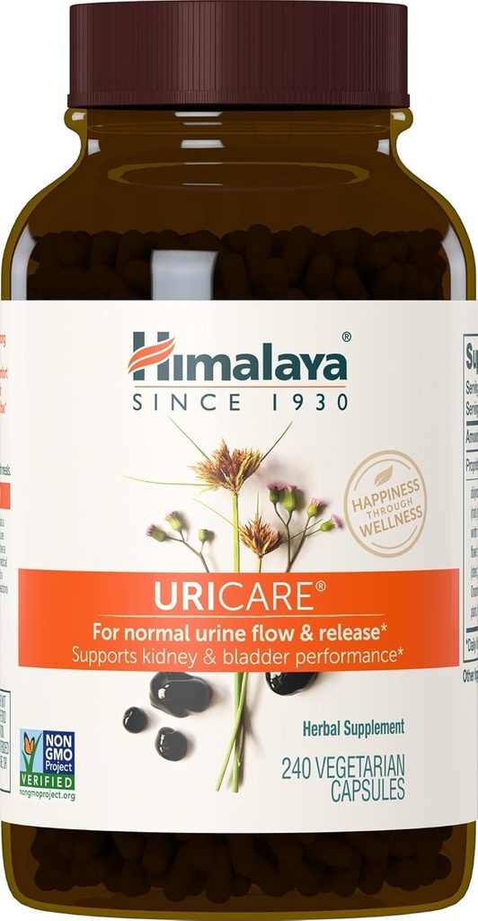 Himalaya UriCare Kräuterergänzung, Kidney & Bladder Unterstützung, Urinary Tract & Urine Flow Support, Koffeinfrei, Non-GMO, Glutenfrei, Vegetarisch, 240 Kapseln, 60 Tage Versorgung