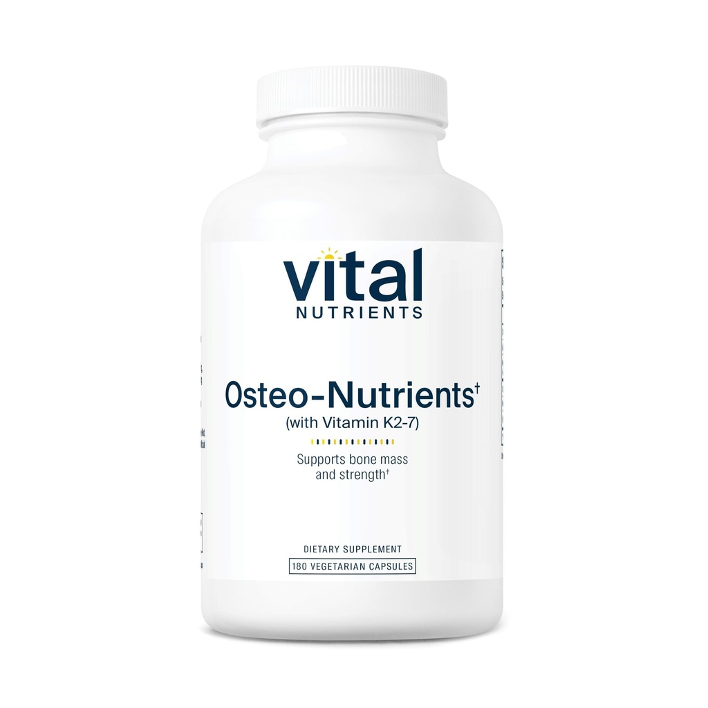 Vital Nährstoffe Osteo-Nutrients | Vitamin K2 + D3, Calcium und Magnesium für Knochen & Herz-Unterstützung* | Vegetarische Ergänzung | Gluten, Milch, Soja Frei | 180 Kapseln