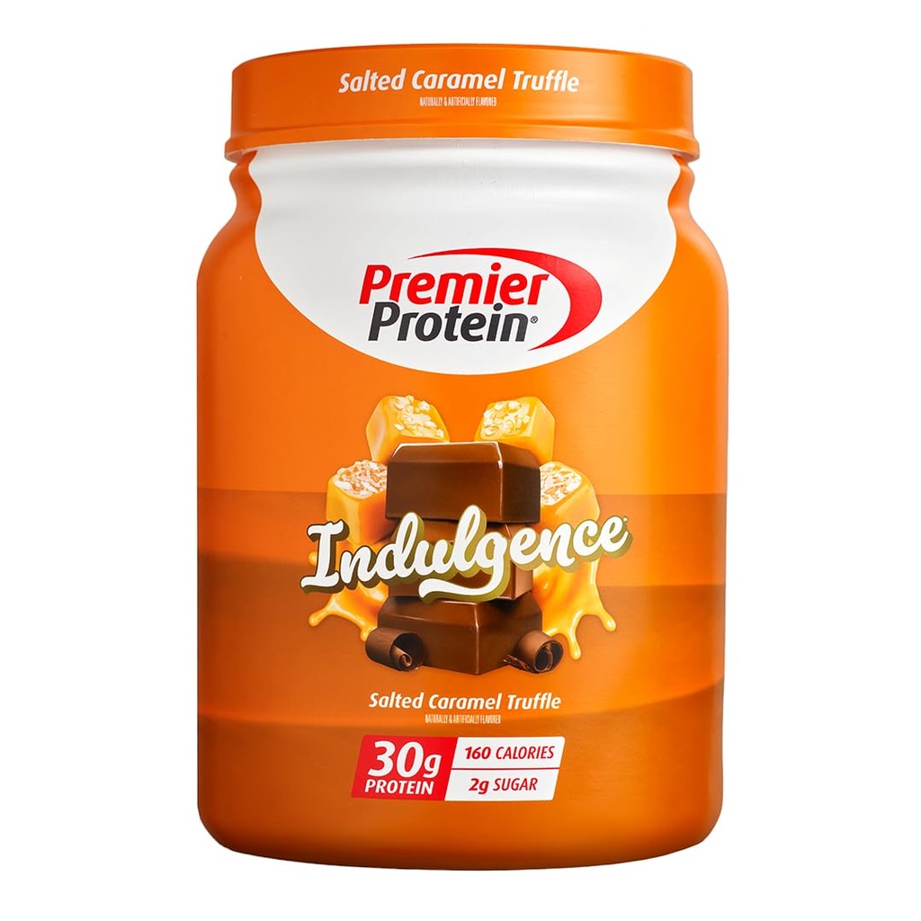 Premier Indulgence de protéines Poudre de protéines, Truffe de caramel salée, 30g de protéines, 3g de sucre, sans gluten (17 portions)