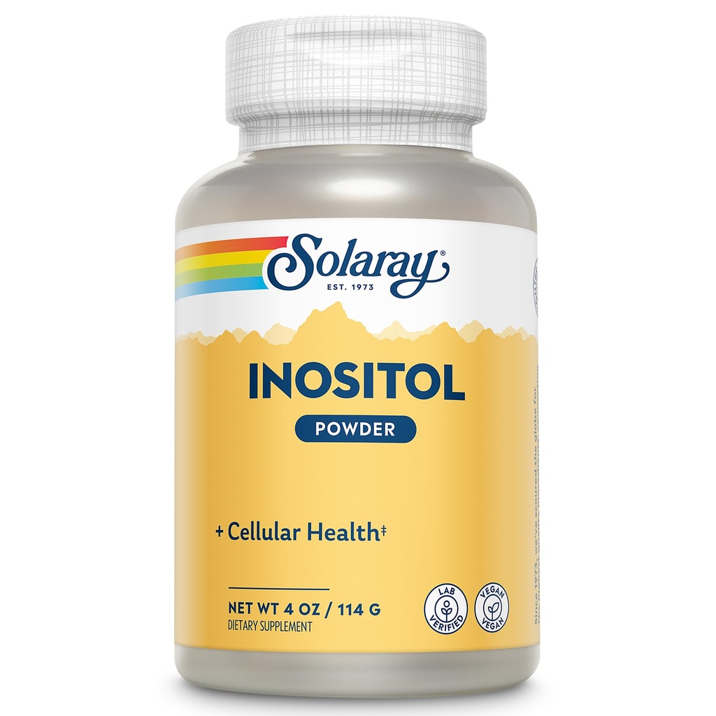 SOLARAY Pure Inositol Powder - Cellular Health Support - Vegan, Lab Verified - 163 Servierungen, 4 OZ (4oz, 162 Serv.)
