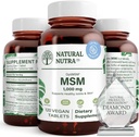 Natürliche Nutra OptiMSM, MSM-Ergänzung mit Schwefel, Verhindern Sie dünnendes Haar, erhöhen Sie Gelenkflexibilität und Knochengesundheit, Knorpelgesundheit, unterstützt Flüssigkeitsbilanz, 1000 mg, (120) Vegan Tabletten