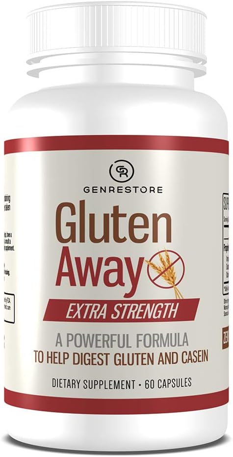 Gluten Away Nahrungsergänzung – Extra Strength Digestive Enzym Health Gluten & Casein, Slower Digestion Release Protein Amino Acid in Bloodstream für Männer und Frauen – 60 Kapseln.