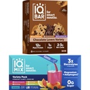 IQBAR Cerveau et corps Keto Protein Bars - 12 Comte Chocolate Lovers Variété Faible Carb, Vegan Bars & IQMIX Sugar Free Electrolyte Powder Packs - 20 Comte Variété Pack Keto Electrolytes avec Lions Mane