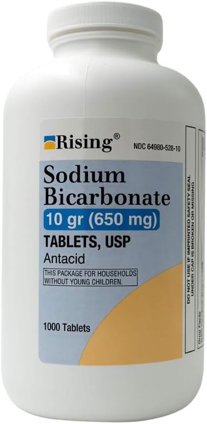 Rising Pharma - Natriumbicarbonat 650mg - Antacid verwendet für Säure Verdauung, Sour Stomach Stomach Upset - 1000 Tabletten