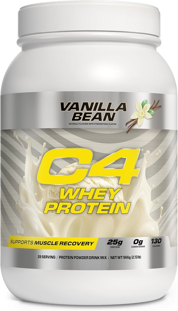 Cellucor C4 Whey Protein Powder, Vanilla Bean - 25g Protein, 0g Hinzugefügt Zucker, 130 Kalorien pro Servieren, Unterstützt Muskelrückgewinnung, 28 Servierungen, Premium Whey for Post-Workout