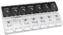 EZY DOSE Push Button (7-Day) Pille Case, Medizin Planner, Vitamin Organizer, 2 Mal pro Tag AM/PM, abnehmbare Trays, große Komponenten, Arthritis Friendly, Spring Open Black und White Lids, BPA Free