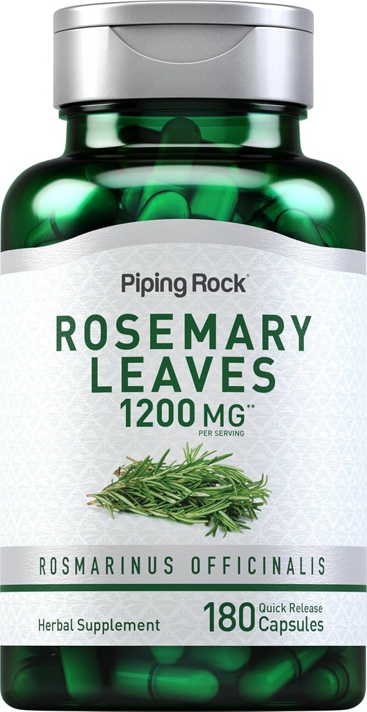Piping Rock Rosmarin Blätter 1200mg | 180 Kapseln | Kräuterpflanzenextrakt | Non-GMO, Glutenfreie Ergänzung