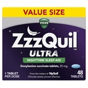 ZzzQuil ULTRA, Schlafmittel, Doxylamin Succinat 25mg, Schlafmittel für Erwachsene, Nachtschlafmittel, 48 Tabletten