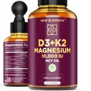 Flüssiges Vitamin D3 mit K2 & Magnesium Glycinat | Vitamin D Tropfen 10.000 IU | Vitamin K2 200mcg Mk7 | Vitamin D3 + K2 Nahrungsergänzung für Männer & Frauen | Hohe Absorption | MCT Öl | Glutenfrei | Non-GMO
