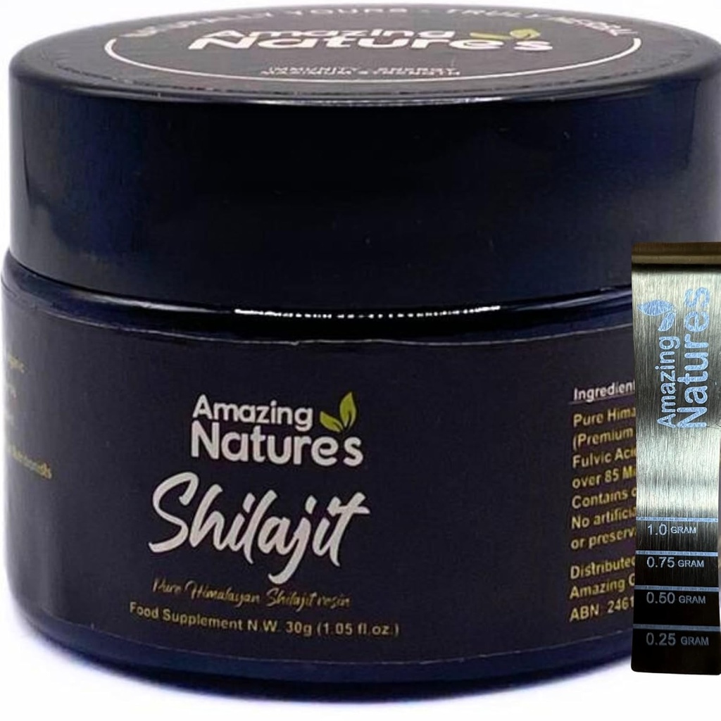 Pure Himalayan Shilajit Resin – 500mg hohe Potenz organische Ergänzung für Energie, Immununterstützung & Fokus | 85+ Trace Minerals, Fulvic Acid | 30g, Lab-geprüft für Reinheit durch erstaunliche Naturen