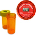TimerCap Automatically Displays Time Since Last Opened - Built-in Stopwatch Smart Pill Bottle Cap Medication Reminder Case (Qty 2-1.8 oz Amber Bottles) CRC