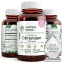 Nutra GTF naturel polymère de chrome avec ChromeMate, soutient le métabolisme du corps, promouvoir la santé du corps, santé cardiovasculaire 200 mcg, 60 comprimés végétaliens