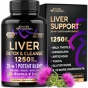 Nettoyer le foie Détox et réparer - Thistle de lait , Dandelion , Artichoke , TUDCA , Glutathion et NAC - Supplément efficace de santé du foie , 80% Silymarin - Testé en laboratoire, Vegan - Fabriqué aux États-Unis 60 Capsules