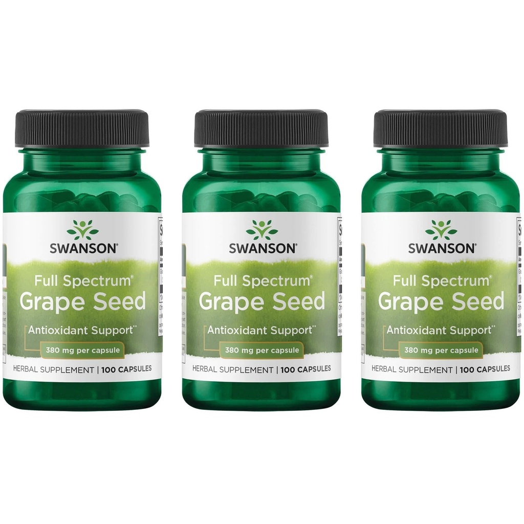 Swanson Grape Seed Heart Antioxidant Free Radicals Gesunde Blutdruckunterstützung Polyphenole OPCS Kräuterergänzung 380 mg 100 Kapseln (3 Pack)