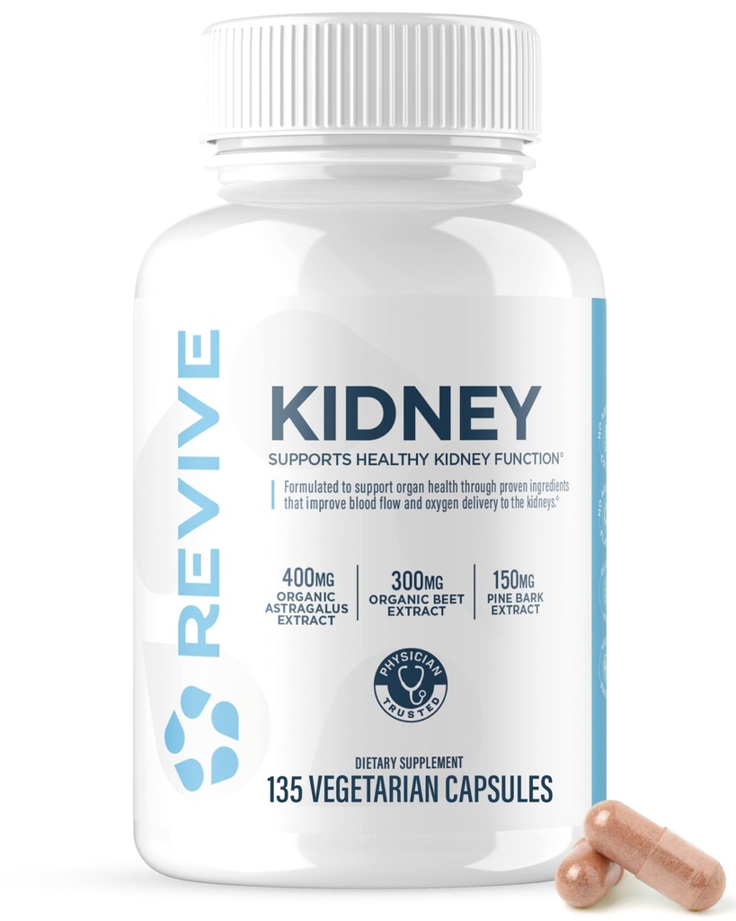 Reviv MD Supplément de soutien au rein pour les hommes et les femmes – Nettoyer le rein et détox Capsules pour la santé et la fonction générales – Amies des végétaliens, sans gluten et sans soja (135 capsules végétariennes, 45 portions)