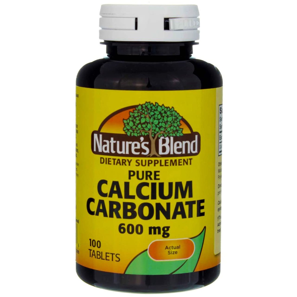 Nature`s Blend Calcium Carbonate 600mg Tabletten 100 ct (Pack von 2)