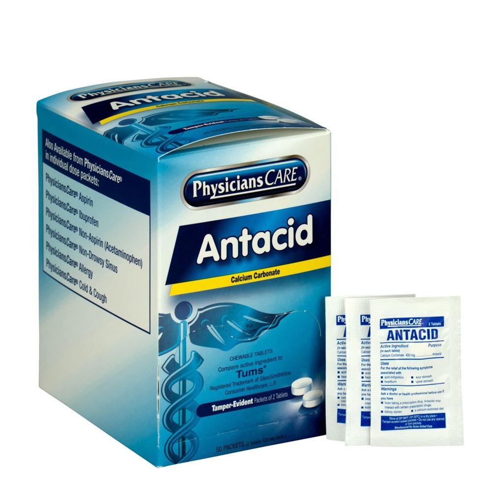 PhysiciansCare Antacid Heartburn Medication (Compare to Tums), 50 Dosen von zwei Tabletten, 420 mg