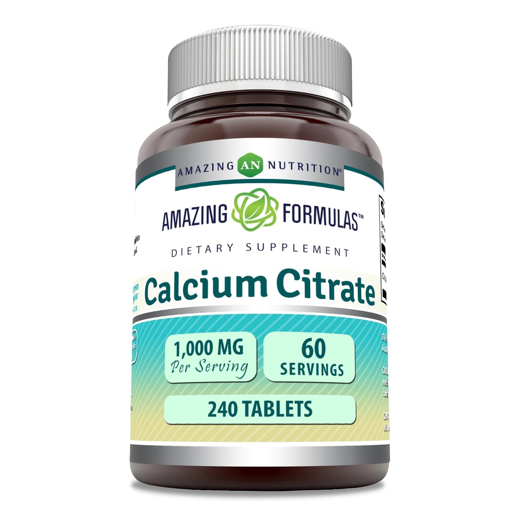 Erstaunliche Formeln Calcium Citrate 1000 Mg | Tabletten Supplement | Non-GMO | Gluten-Free | Made in USA (1 Pack | 240 Count)