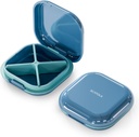 Small Pill Case, Travel Pill Box, Portable Pill Organizer, Pillencontainer für Pocket 4 Comparts, Daily Compact Travel Medicine Holder für Vitamins Medication (Blau)