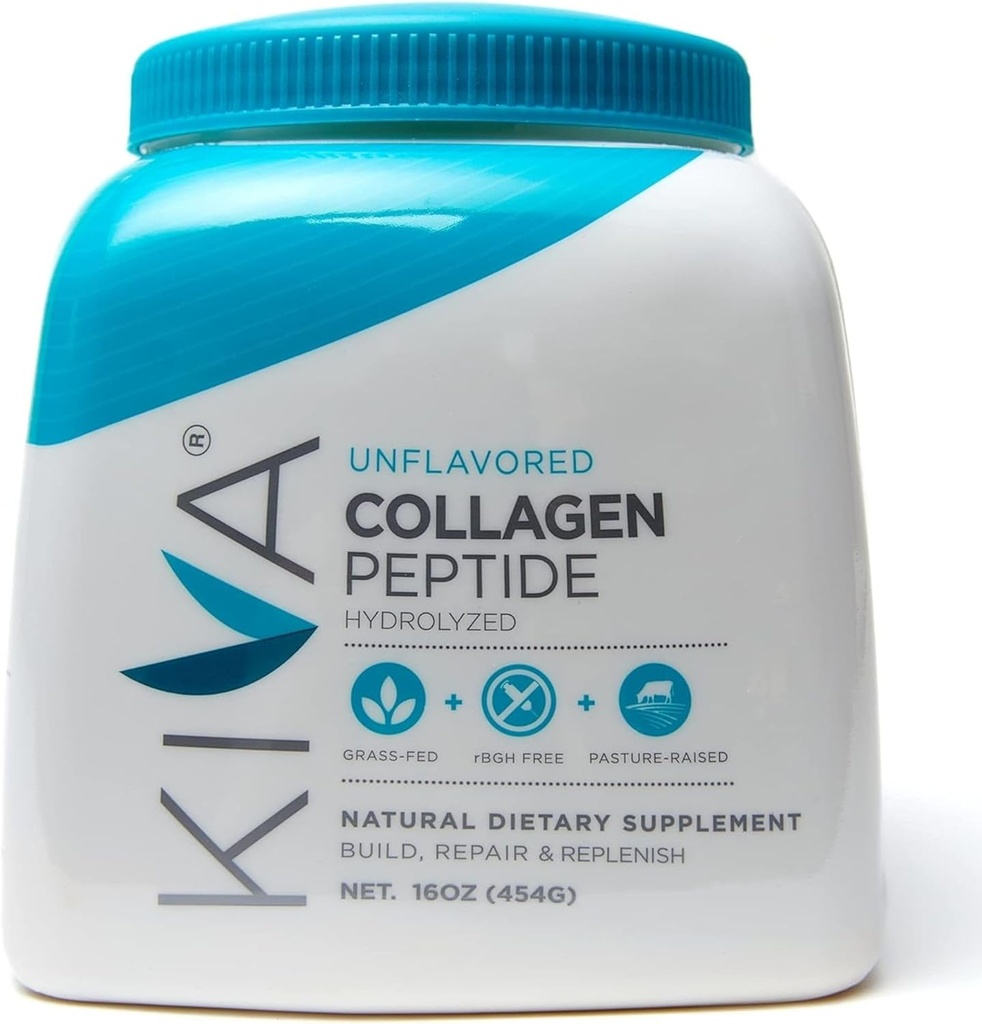 Kiva Collagen Peptid Pulver | Gras-Fed | Weide Raised | Hydrolyzed for Better Absorption | Non-GMO und Gluten Free - Unflavored - 16 oz