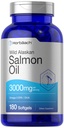 Horbäach Huile de saumon sauvage d'Alaska 180 capsules de softgel Sans gluten, sans OGM Excellente puissance d'acides gras oméga-3 EPA et DHA