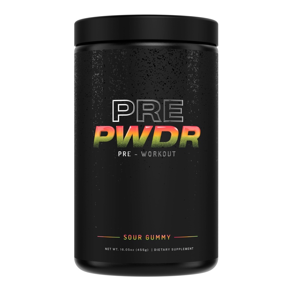 Poudre pré-entraînement PWDRS, tout pré-entraînement naturel pour l'énergie, la pompe, l'endurance et la force, avec caféine (Sour Gummy)