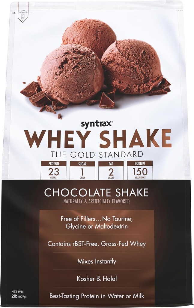Syntrax Nutrition Shake Whey, froid filtré et non dénaturé mélange de poudre de protéines de lactosérum, chocolat Shake, 2 lbs