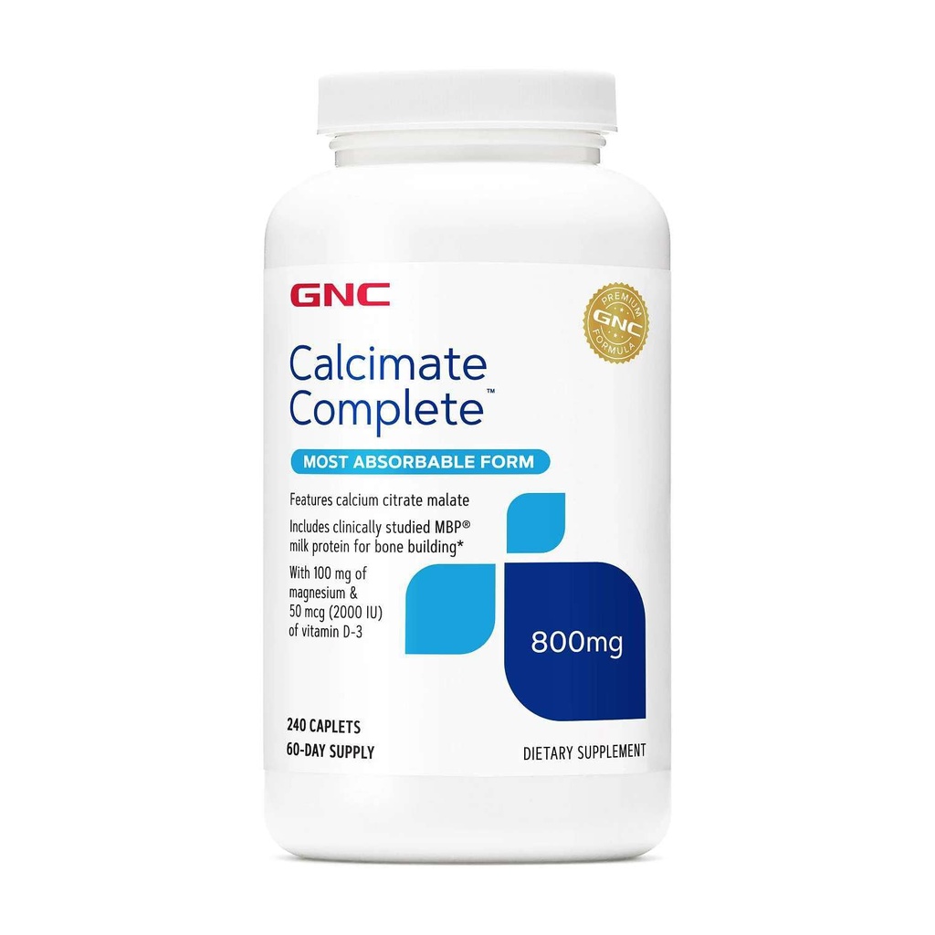 GNC Calcium Komplette 800mg-Ergänzung, unterstützt Knochendichte, verbessert die Calciumabsorption, 60 Portionen