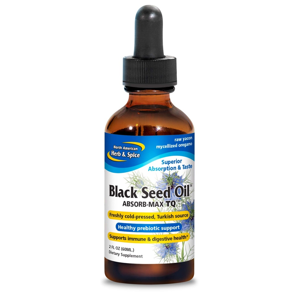 NORTH AMERICAN HERB & SPICE Black Seed Oil Absorb-Max TQ - 2 fl. oz. - Sublingual Mycellized Drops - Immununterstützung & Verdauungsgesundheit - Öl von Oregano - Non-GMO - 52 Total Servings
