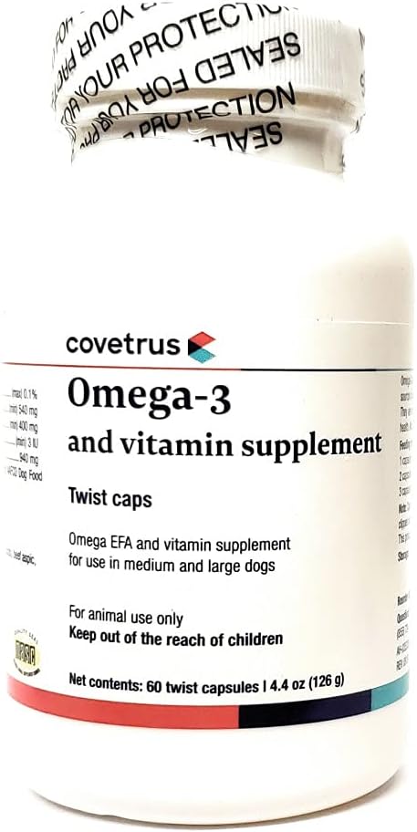 Omega-3 und Vitamin Supplement Twist Caps für mittlere und große Hunde 60ct