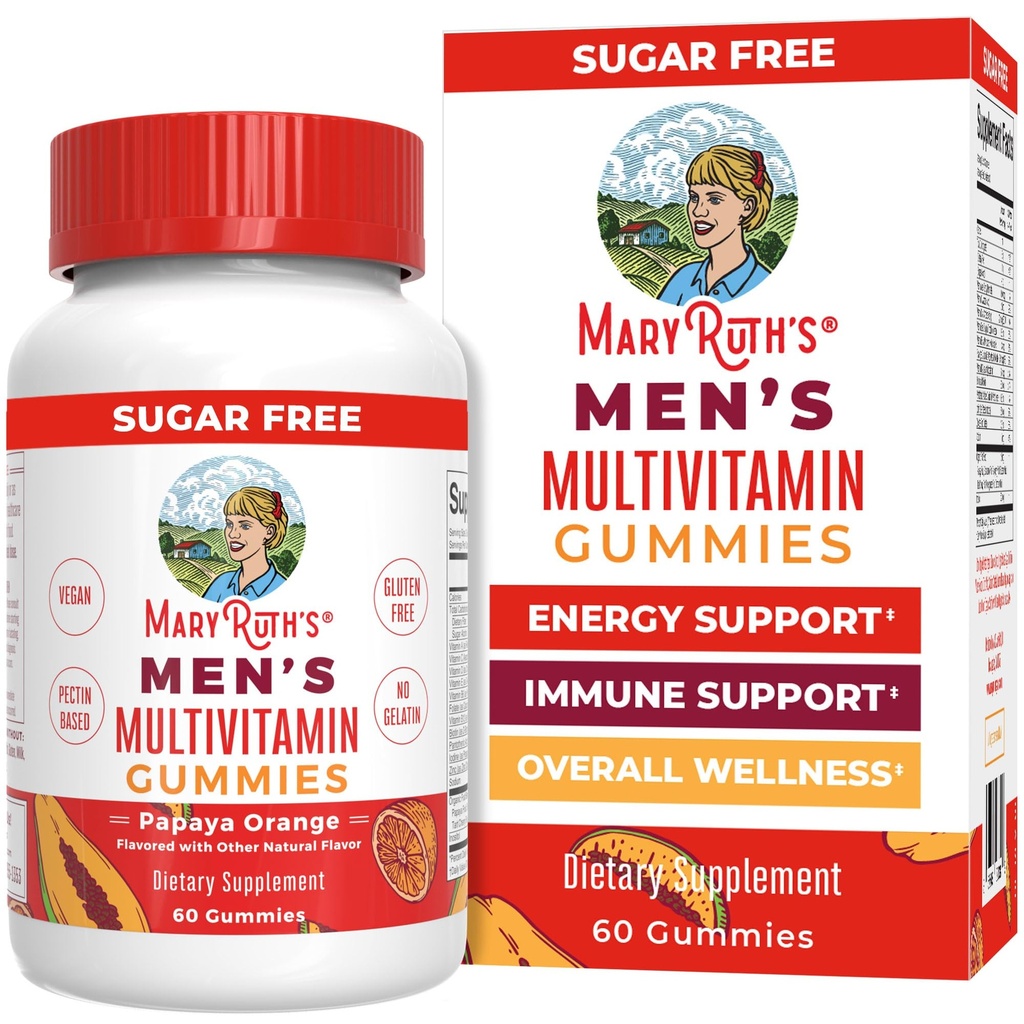 MaryRuth Organics Men's Multivitamin Gummies | Vegan Vitamine für Immununterstützung | Non-GMO & Gluten Free | 0g Zucker pro Servierung | 60 Count
