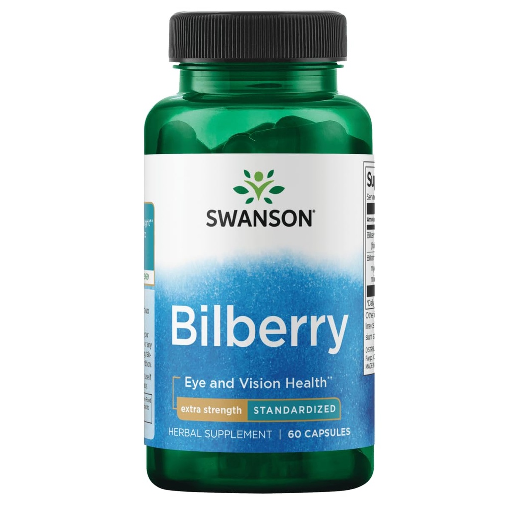 Swanson Extra-Strength Bilberry (standardisé) 100 Milligrammes 60 Capsules