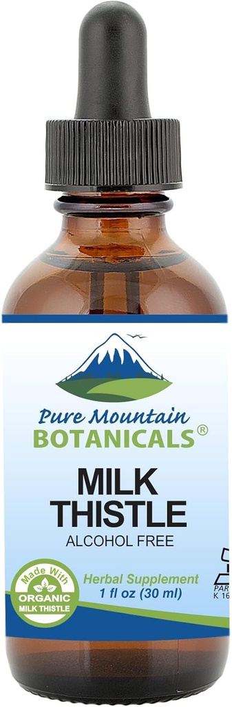Pure Mountain Botanicals Milchdistel-Extrakt - Vegan, Kosher Zertifizierte flüssige Formel - Hergestellt mit 333mg Bio Milchdistel - 1 Fl Oz Flasche